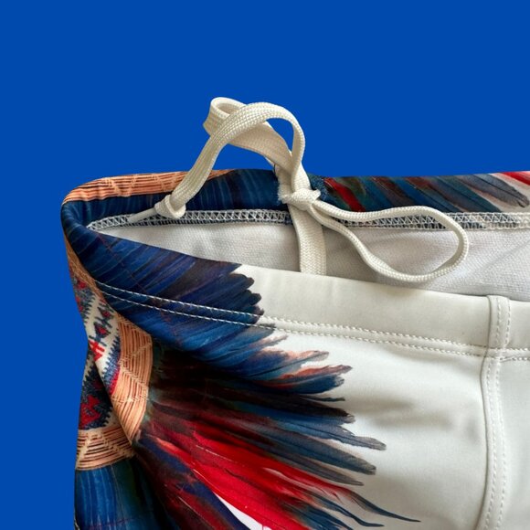 White Swim Trunks with Modern Geometric Design - Picture 7 of 7